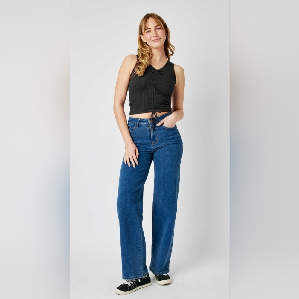 Judy Blue HR Medium Vintage Wash Classic  Straight Wide Leg Jeans Various NEW